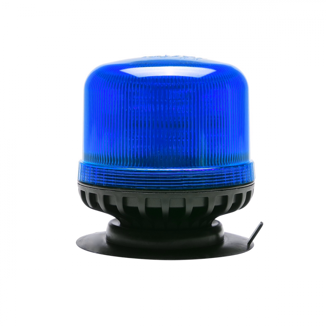 Gyrophare LED Bleu Avec Base Magnétique - 18 LED 1W, 12/24V, IP65, Pour Véhicule Utilitaire, Tracteur